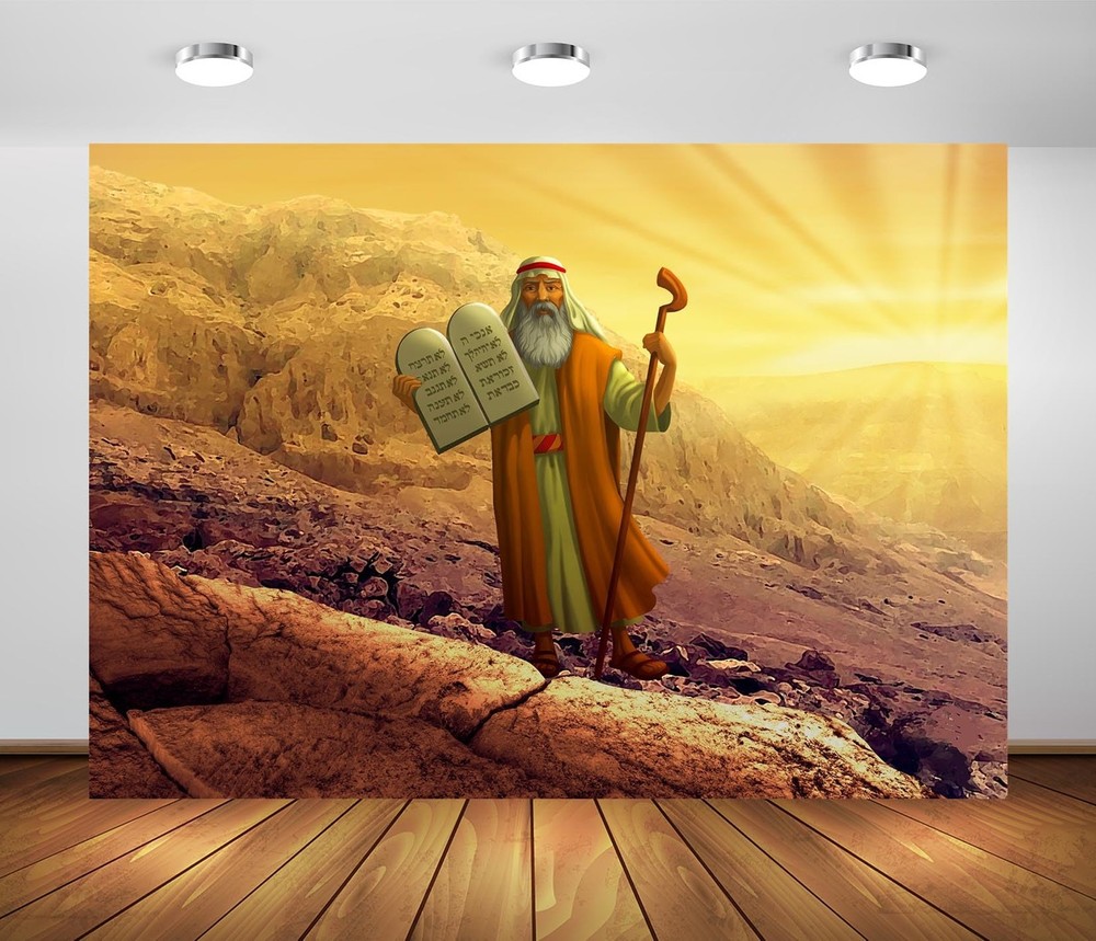 Fabric Moses Backdrop 7x5ft Ten Commandments Mount Sinai Biblical Scene Decor