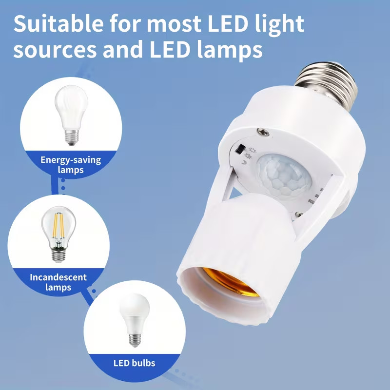 5Pcs Infrared Motion Sensor Socket E26/E27 LED Light Bulb Holder Adapter