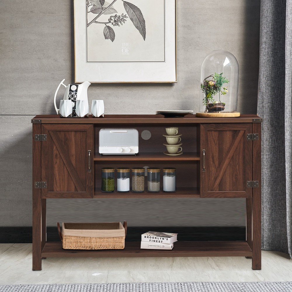 Costway Console Table Sideboard Buffet TV Stand w/ Storage Cabinets Bottom Shelf