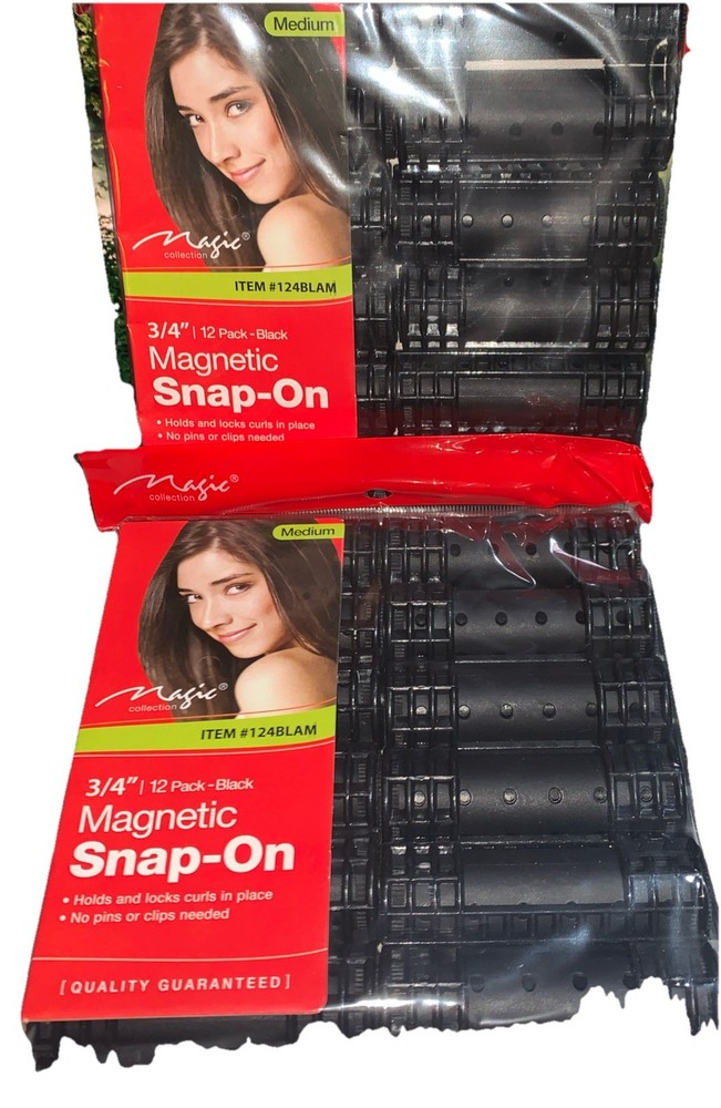 MAGIC COLLECTION MAGNETIC JUMBO ROLLERS 3/4” 2/ 12PACK BLACK - Total 24 roller