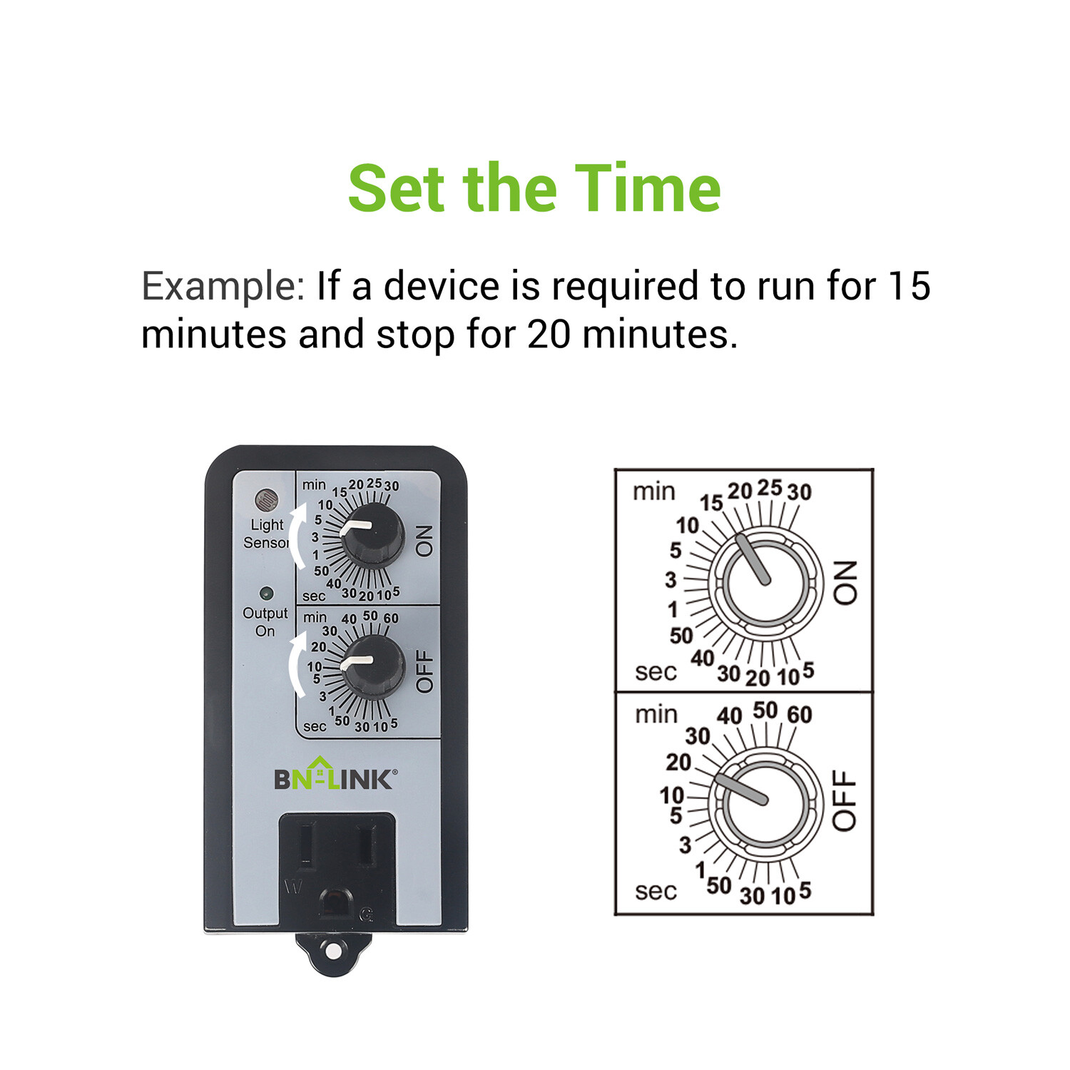 BN-LINK 24-Hour Repeat Cycle Timer Plug-In On/Off Delay Control