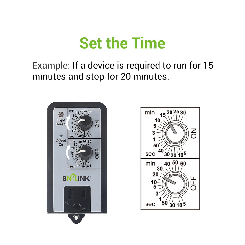 BN-LINK Mechanical Timer Repeatable W/ Light Sensor 24H ON OFF For Hydroponics