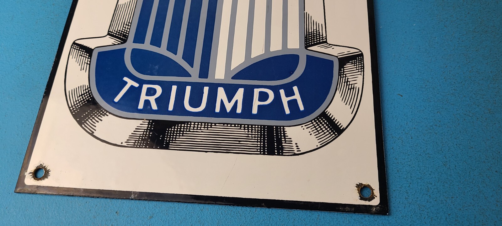 Vintage Triumph Automobiles Sign - Gas Service Dealer Pump Porcelain Sign