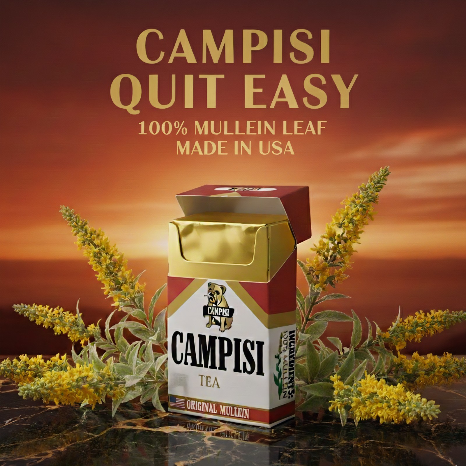 Campisi Original Mullein Tea, Nicotine Free, Tobacco Free, Cessation aid, detox