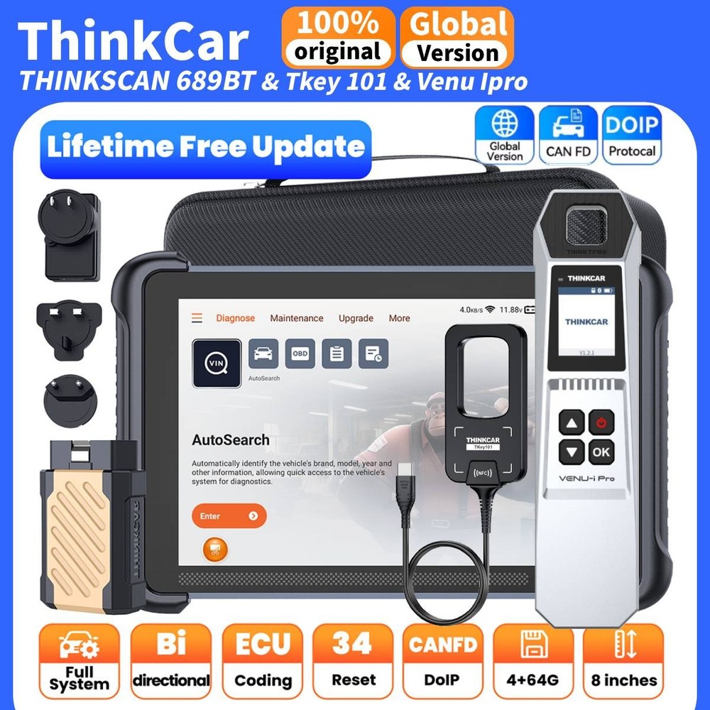 ThinkScan 689BT Auto OBD2 Scanner & KEY programmer & tpms programming tool NEW