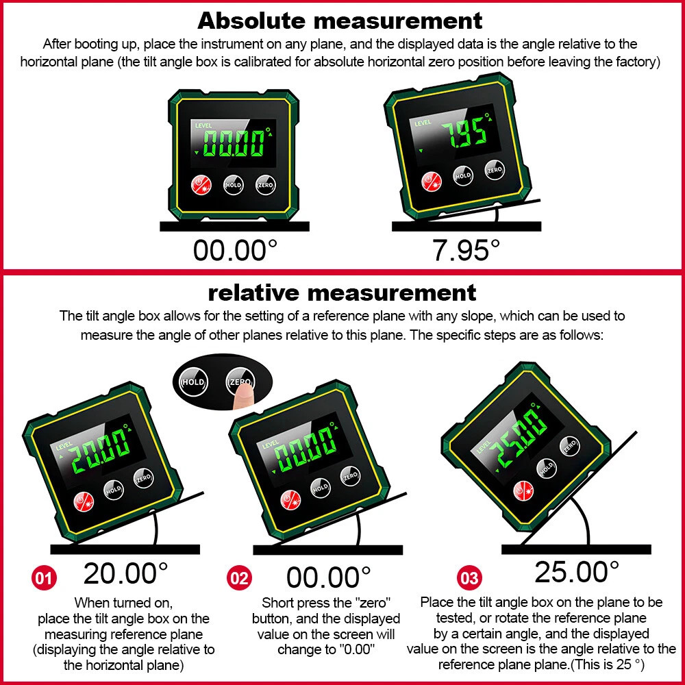 Digital Angle Finder with Electronic Laser 4-Side Magnetic Protractor Angle Gaug