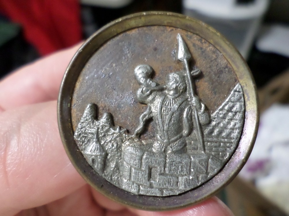 Old Antique Military Button, Tatar? Tarter? War? Unknown, Large Size
