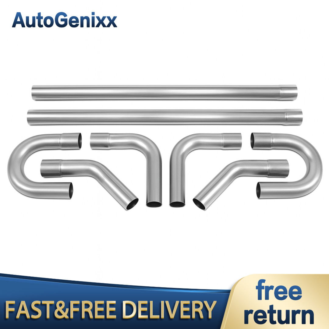 8 PCS 2.25” Inch Custom Exhaust Tubing Mandrel Bend Pipe Straight U Bend 90° Kit