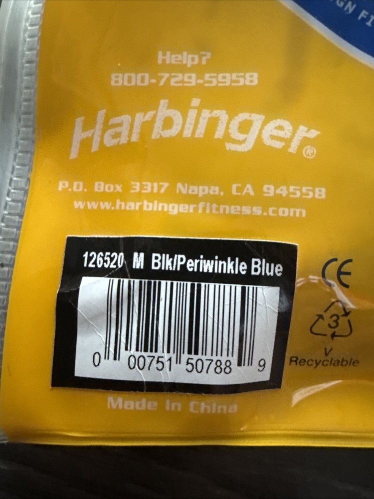 New HARBINGER 126520 TRAINING GRIP GLOVES Size M. Black