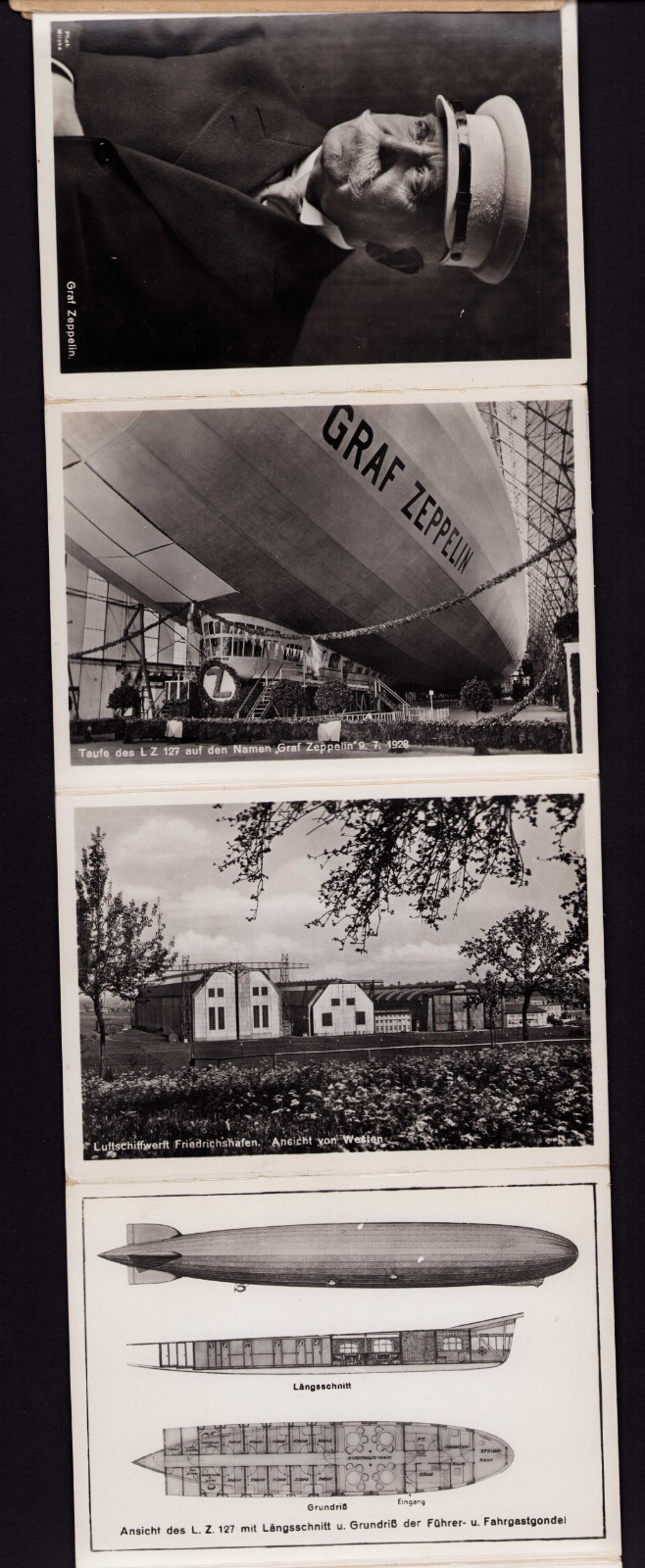 Graf Zeppelin LZ127 RPPC Postcard Booklet of 10, Interior Photos of Blimp
