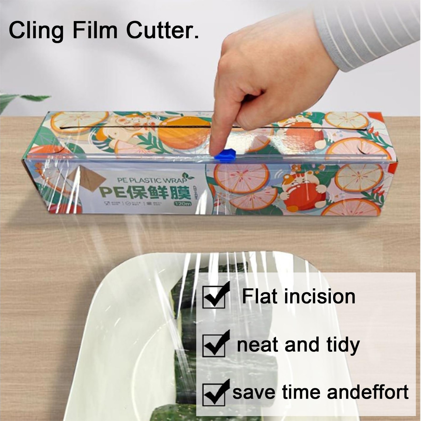 Plastic Wrap Cutter, 4pcs Sliding Cutters, Cling Film with Sliding Cutters, Slid