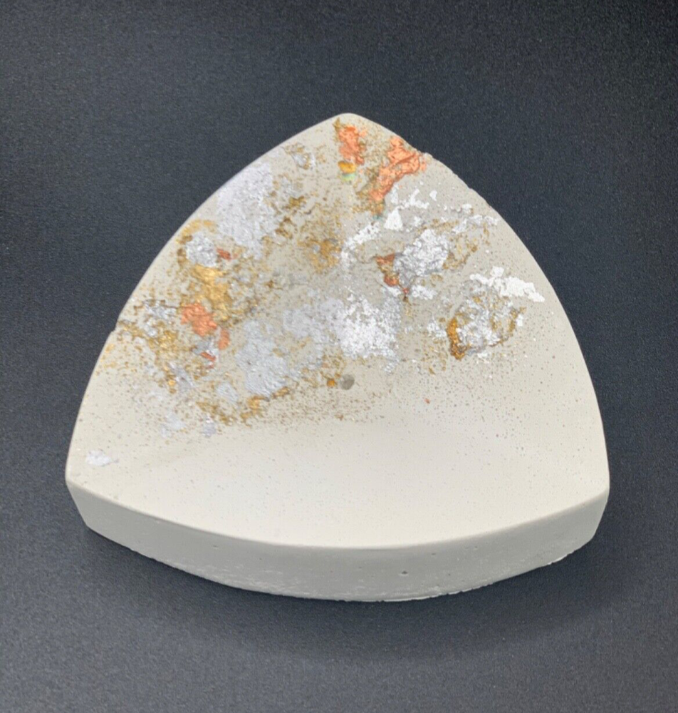 Modern and Chic Cement with Metallic Leaf Accent Scent Holder
