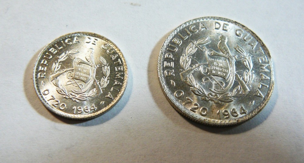 1964 Guatemala Silver 5 & 10 Centavos Uncirculated SD53