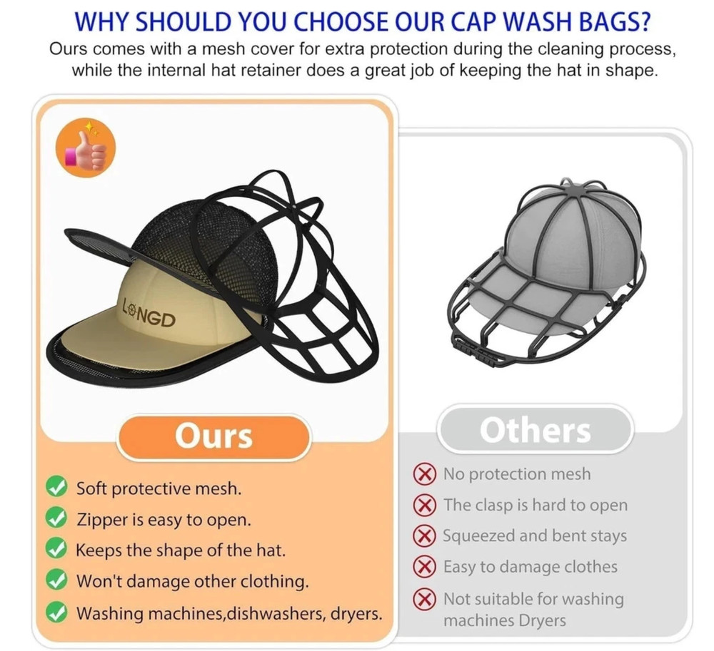 Hat Washer for Baseball Caps Sturdy Cleaning Protector with Frame Cage Laundry