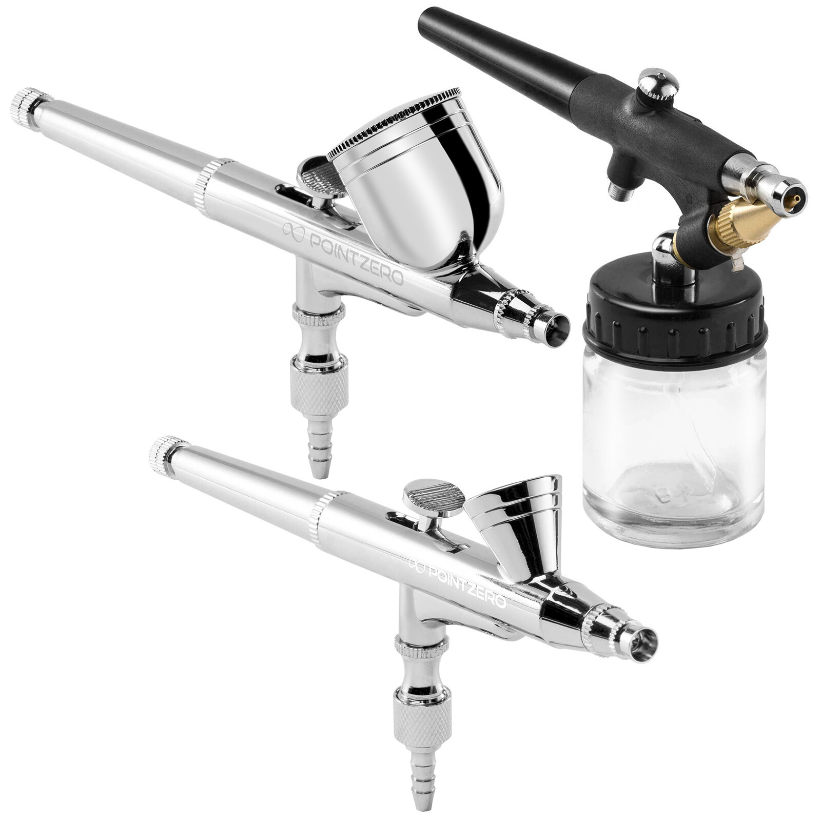 Dual Action Airbrush Kit with 3 Airbrushes