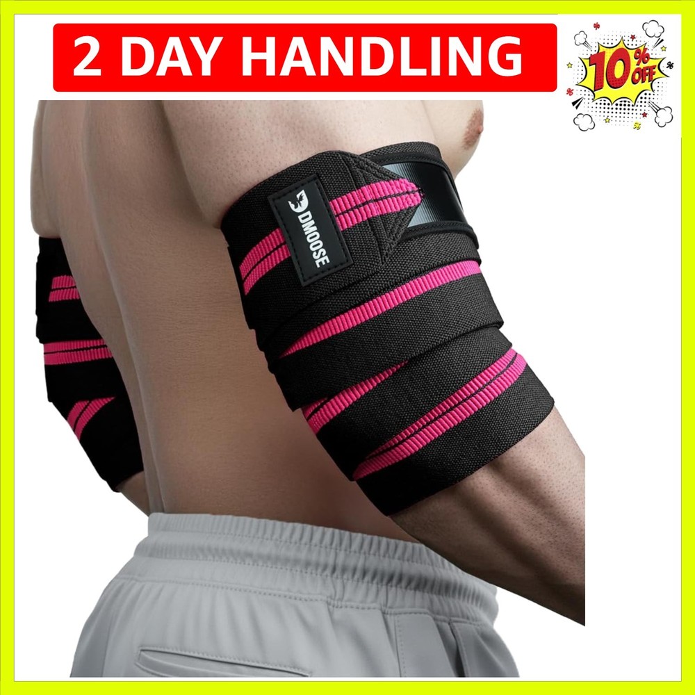 Elbow Wraps for Weightlifting Pair - 40'' Adjustable Strap for Gym Workout & ...