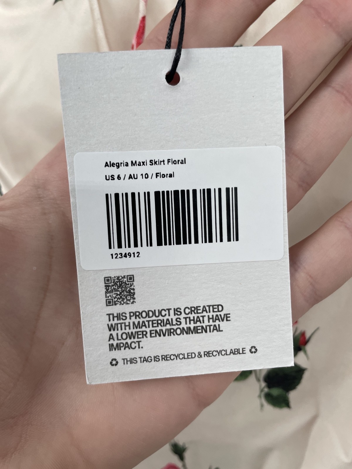 Princess Polly Alegria Maxi Skirt Women's 6 Cream Floral Tir-Waist Cottage NWT