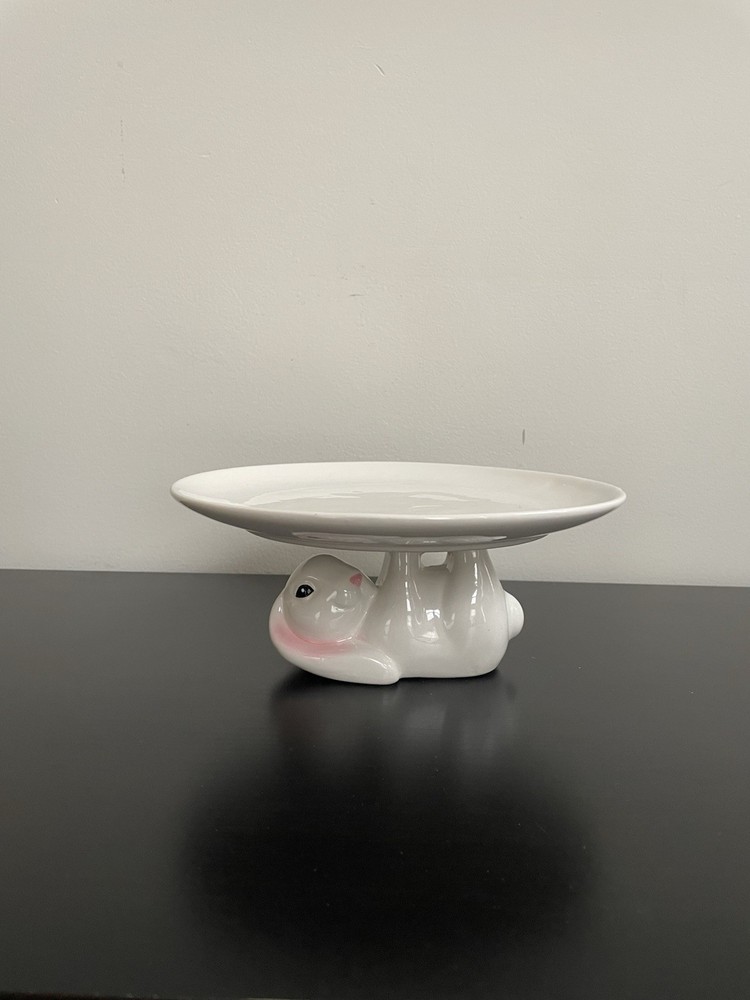 Lakeside Ceramic Easter Bunny Cake Stand 8” D