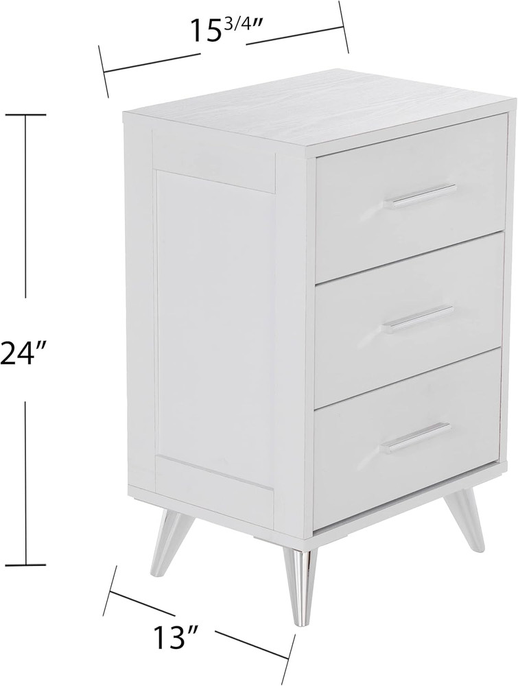 Owen Midcentury Modern White Nightstand with Storage Solution