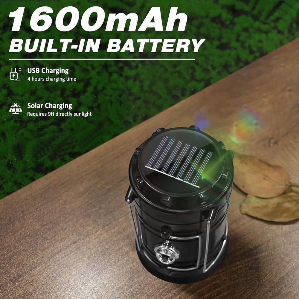 DIBMS 4-Pack Solar Camping Lantern, Collapsible LED USB White