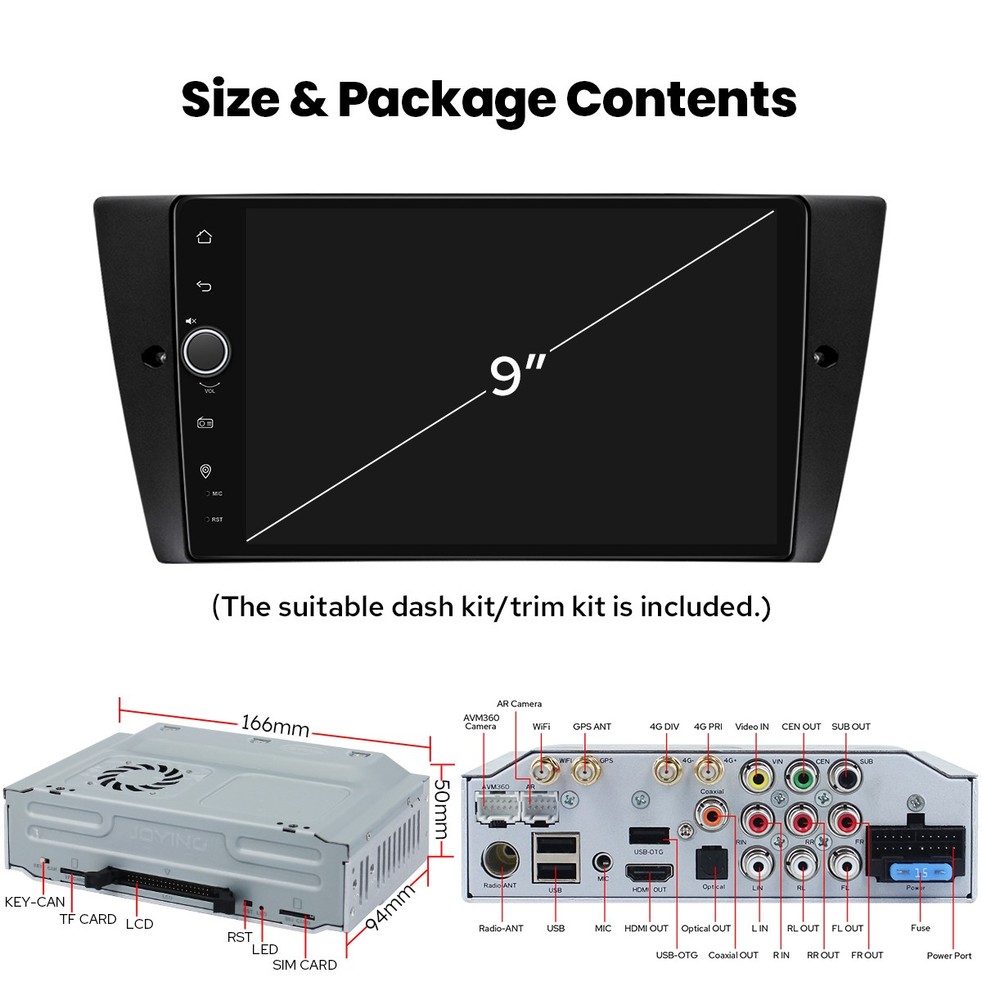 8GB+128GB Qualcomm 9 inch Android 13 Head Unit for BMW 3 Series E90 E91 E92 E93