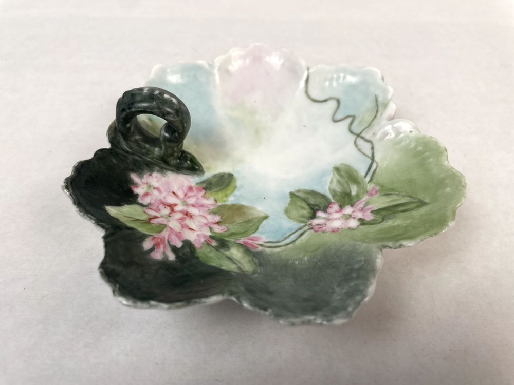 O. & E.G. Royal Austria Antique Painted Handled Dish