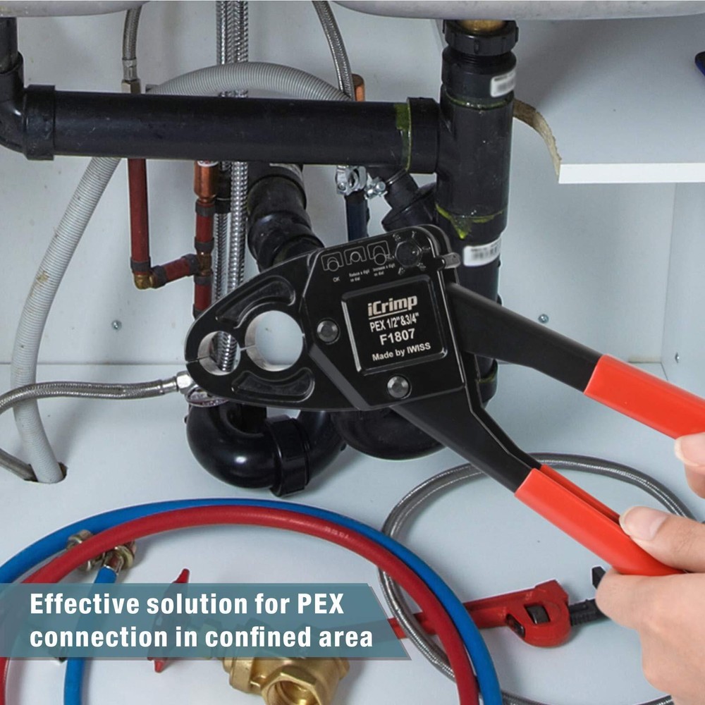 " Combo Angle Head PEX Pipe Crimping Tool Kits for 1/2"" 3/4"" Pex Crimp "