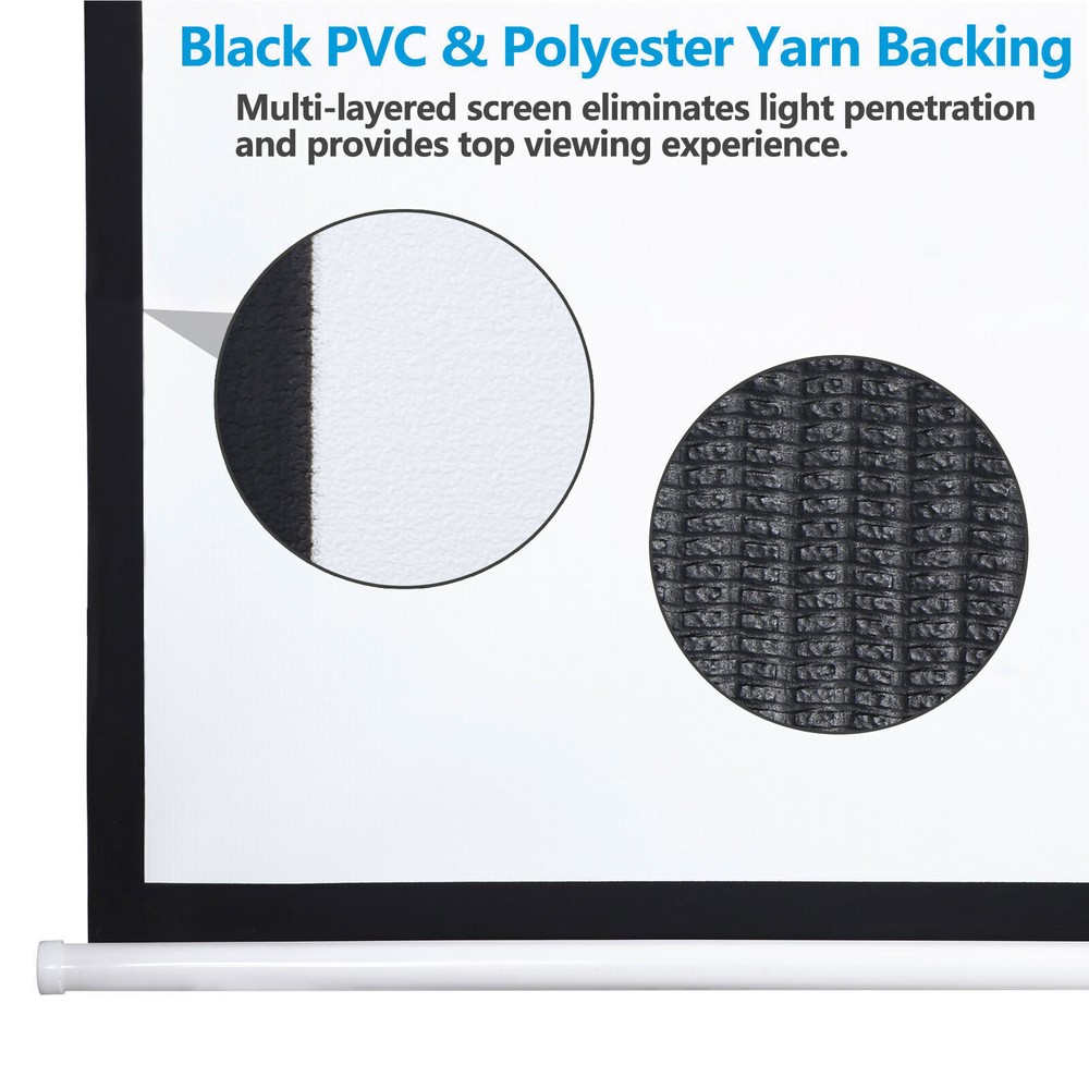80" Manual Pull Down Projector Screen Wall & Ceiling Mounted HD Screens Portable