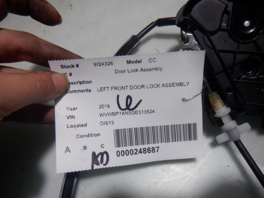 16 VOLKSWAGEN CC LEFT FRONT DOOR LOCK ASSEMBLY