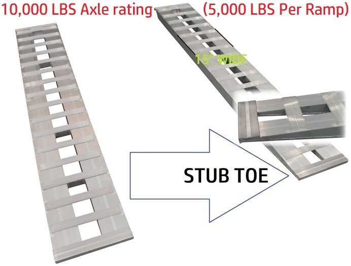 94" X 15" 10000 LBS Stub toe ALUMINUM TRAILER RAMPS 8 Car 96 Auto Truck Hook end
