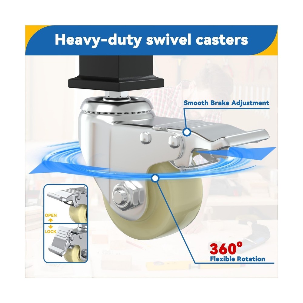 60'' Adjustable Workbench, Heavy-Duty Work Bench Table with Wheels and Power ...