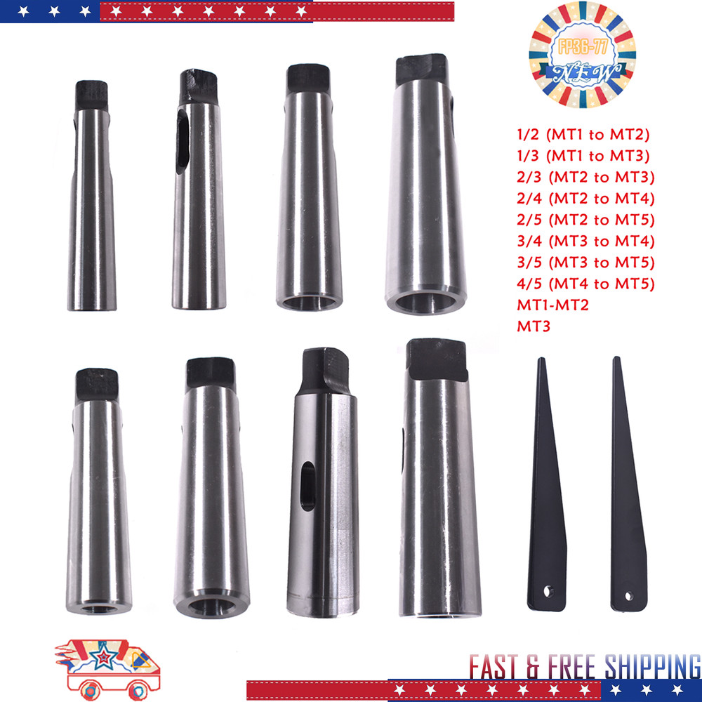 Arbor Morse Taper Adapter Drill + Sleeve Ejecting Drill Drift For Lathe