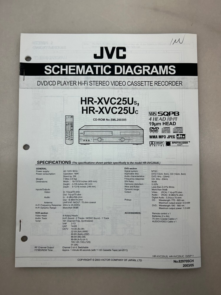 JVC HR-XVC25 Original Schematic Diagrams Free Shipping