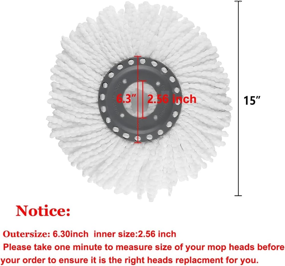 4 Pack Replacement Microfiber Mop Head Easy Cleaning Wring Refill for Spin Mop