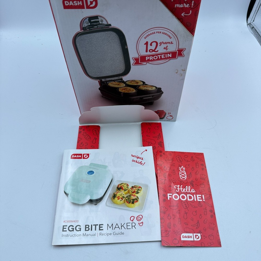 Dash Egg Bite Maker DBBM400GBRD04 4-Cup Nonstick Breakfast Maker w/ Cups & Box