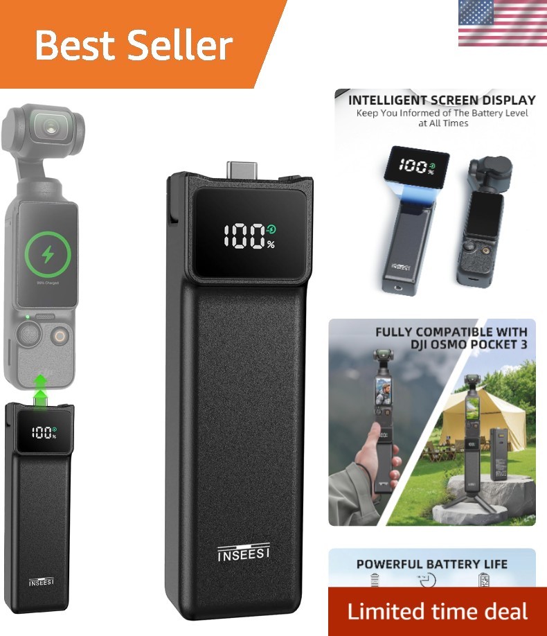 Battery Handle Compatible with DJI Osmo Pocket 3 Accessories, with Digital Sc...