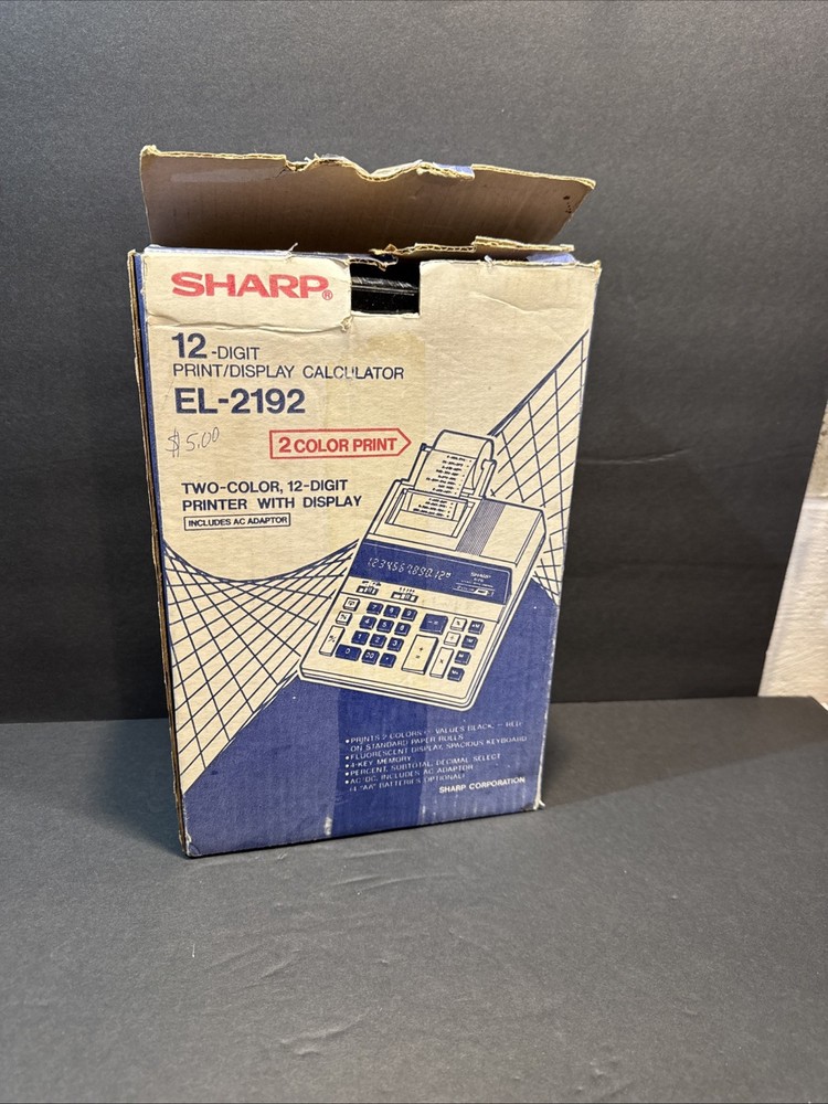 New Sharp EL-2192 Printing Calculator In Open Box Tested Works Missing Arm