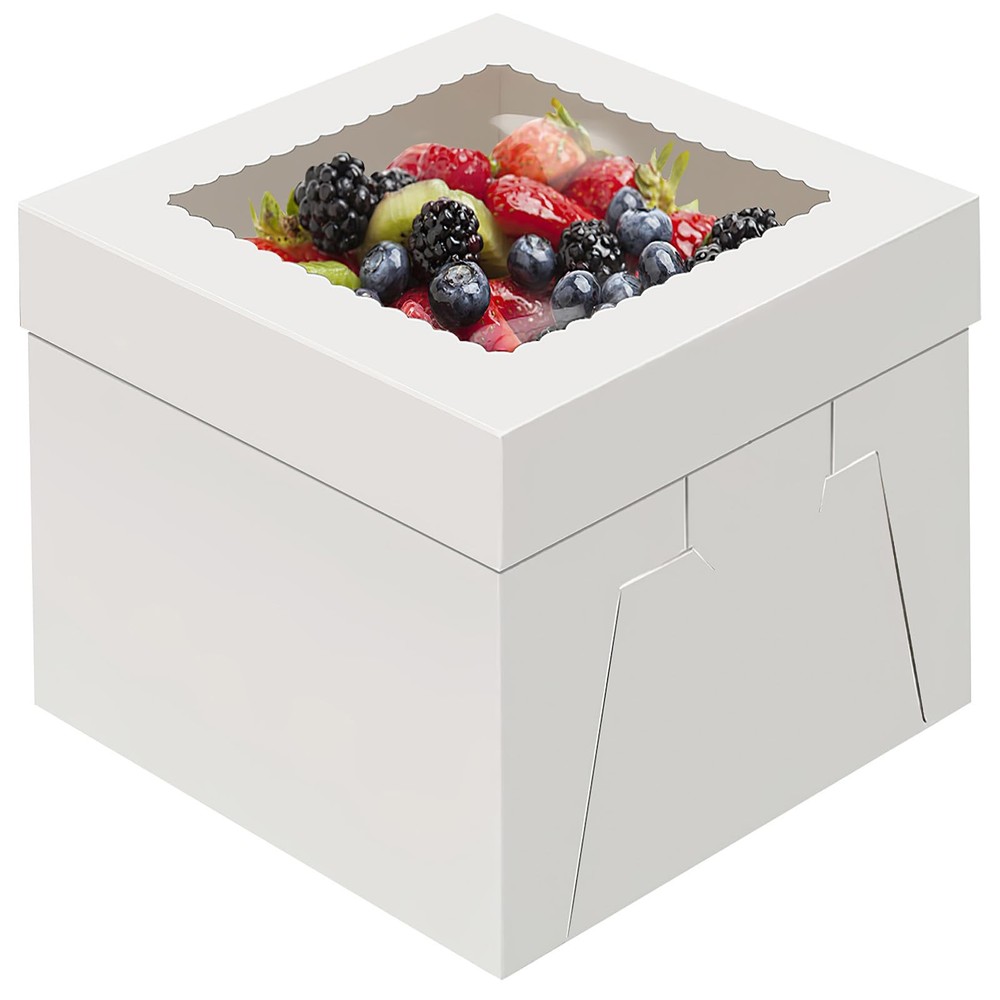 4 Pack Cake Boxes 12 Inch, Disposable Cake Transport Container, Cake Carrier,...