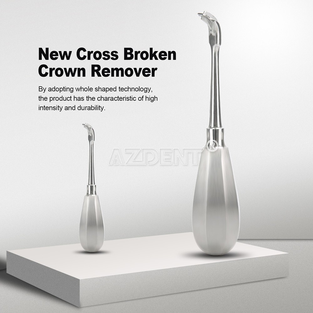 Dental crown removers, curved separators, elevators, and extractors