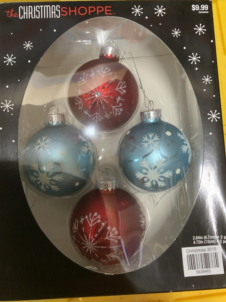Ornaments Red And Blue Balls, Icecicles