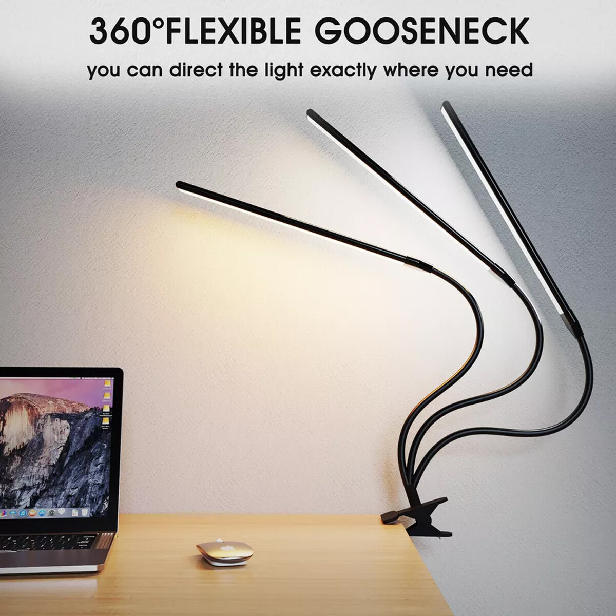 LED Desk Lamp Adjustable Swing Arm Lamp with Clamp Eye-Caring Reading Desk Light