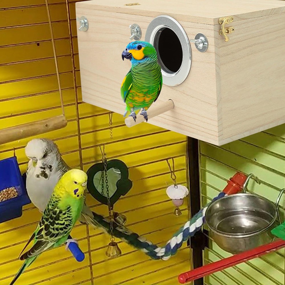 Parakeet Nest Box Wood Parrot Nesting Breeding House Nesting Boxes for practical