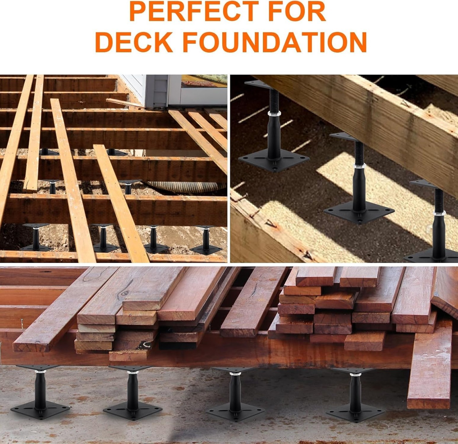 2 Pack Adjustable Support Jack for The Floor,Floor Beam Leveler,RV Step Stabi...