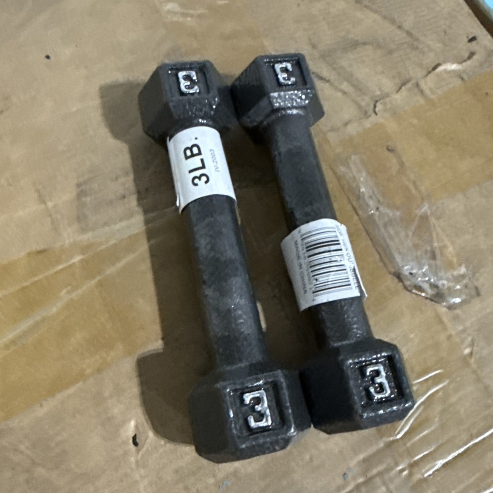 3LB Pound Cast Iron Hex Dumbbells Weights 6lbs Total