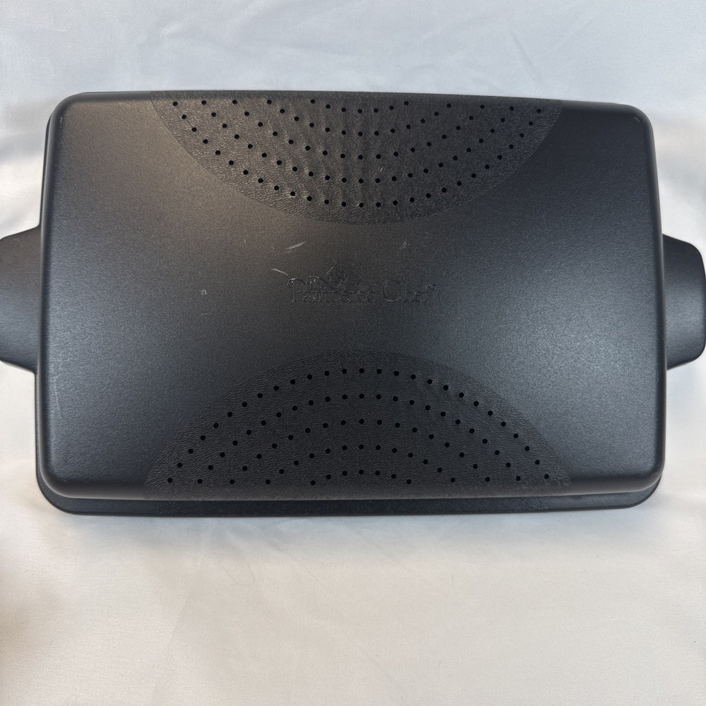 Pampered Chef #1146 Shallow Black Rectangle Micro Cooker Microwave Steamer Nice