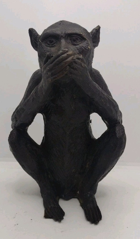 Wise Speak No Evil  Monkey Bronze Sculpture /Figurine