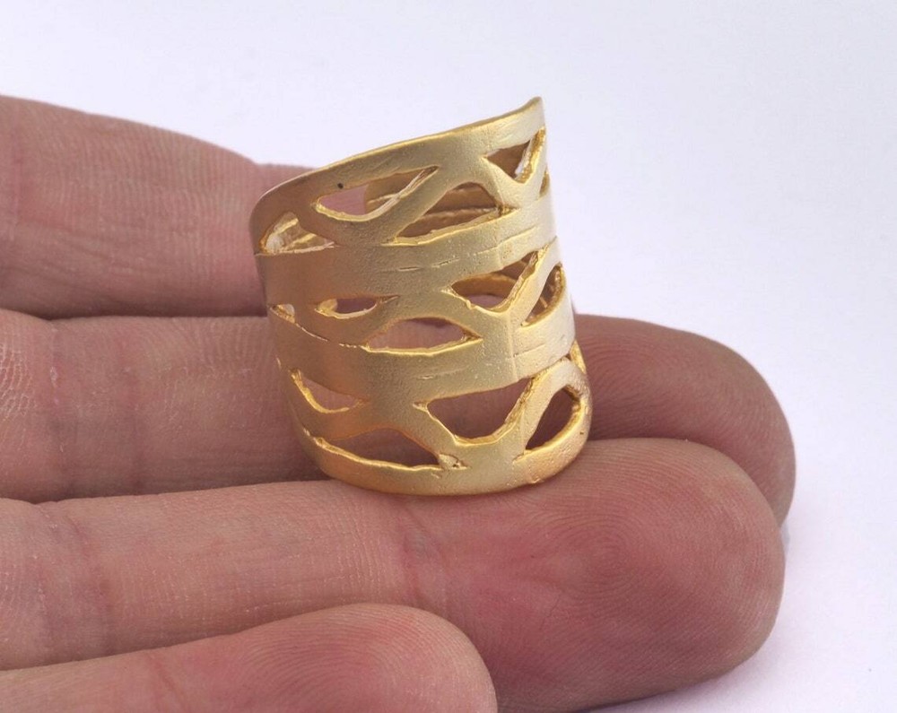 Adjustable Ring Matte Gold Plated brass (18mm 8US inner size) 2992