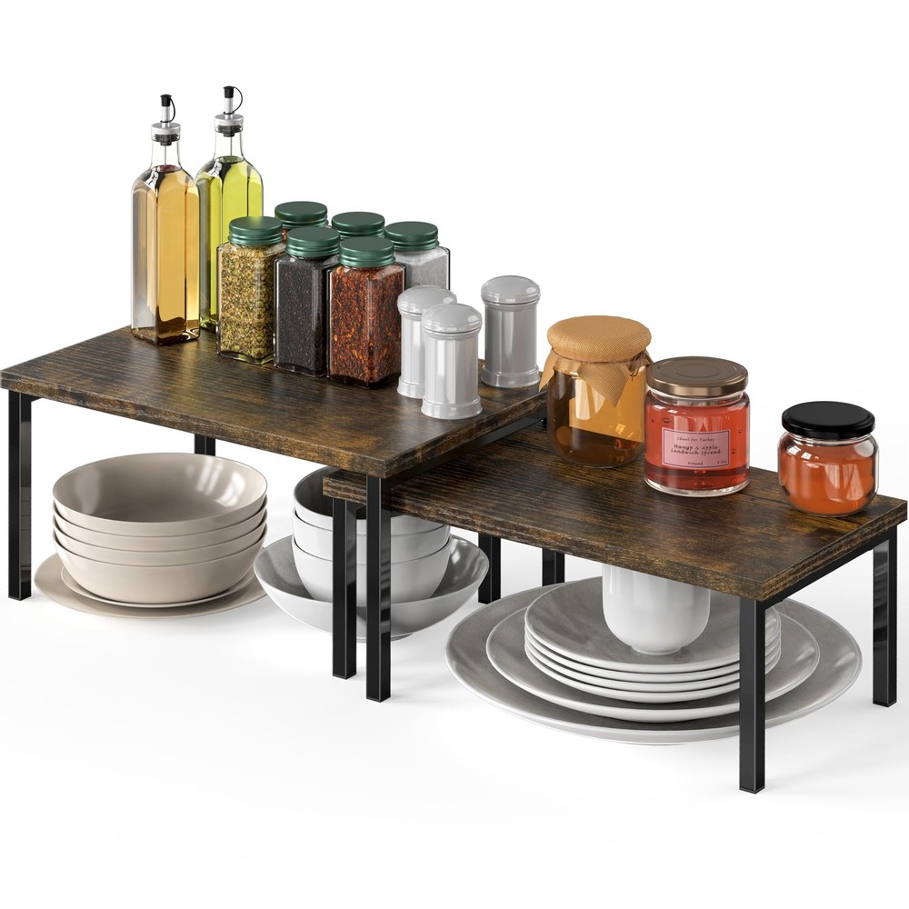 Simple Houseware Expandable Stackable Cabinet and Standard, Rustic Brown