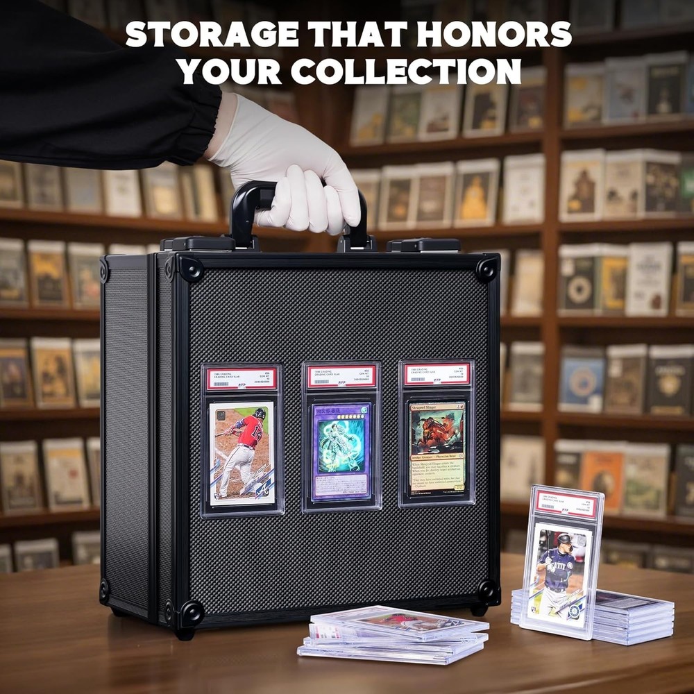 Graded Card Storage Box with Display Window for PSA/CGC Holder, TSA Combinati...