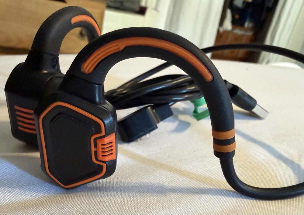 Open Ear Wave USB Ear-hook Headset, Black Orange, Double Earpieces, Used